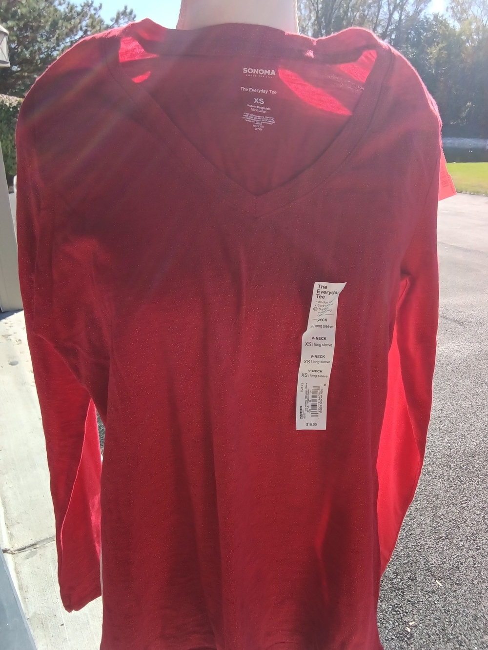 Sonoma Kids' Red V-Neck Long Sleeve Tee